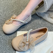 女童小皮鞋软底秋季2023韩版儿童公主鞋小童时尚女孩豆豆鞋子