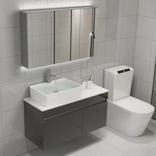 2023北欧不锈钢浴室柜组合现代简约卫生间，洗漱台盆厕所洗手脸面盆