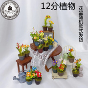 娃娃屋diy小屋子迷你模型dollhouse粘土袖珍成品配件12分盆栽植物