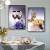 餐厅装饰画现代简约高档饭厅挂画餐桌，背景墙轻奢水果创意酒杯壁画