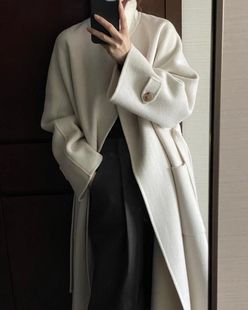 D490102413 韩国23秋女神气质浴袍式双面羊毛羊绒大衣
