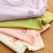 女童夏季纯棉半袖t恤宝宝，卡通洋气夏装，印花儿童短袖宽松上衣