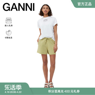 ganni女装字母logo印花白色，圆领短袖t恤衫t3561151