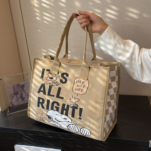 史努比托特包女大容量包包2024潮卡通手拎包购物袋单肩帆布包