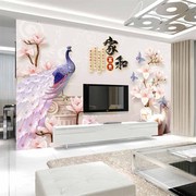 电视背景墙壁纸现代简约立体墙纸，8d中式壁画，18d客厅大气影视墙布