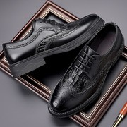 布洛克男鞋真皮商务正装英伦雕花，男士皮鞋系带透气潮流牛津鞋品质