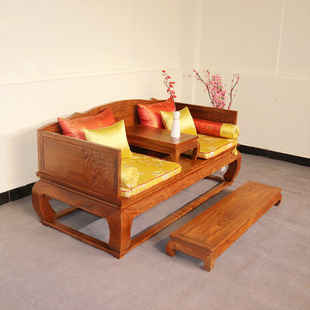 刺猬紫檀罗汉床炕几双人，椅榻沙发实木红木家具新中式花梨木罗汉床