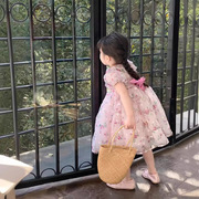 女童雪纺裙子甜美可爱公主，2024夏季裙子宝宝吊带连衣裙韩版