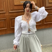 秒发一眼仙女的衣服~系带小性感衬衫