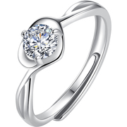 18k金求婚(金求婚)钻戒，女心形莫桑钻石，白金戒指铂金结婚表白情人节礼物