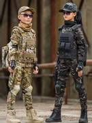 儿童迷彩服套装男女童夏季长袖军装演出服夏令营户外特种兵军训服