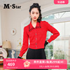 M-Star明星系列红色爱心polo领毛衣针织衫短款气质上衣