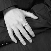 视觉系列原创设计小众链条元素视角几何复古气质钛钢情侣戒指