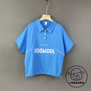 女童短袖t恤衫中大童2022夏季韩版洋气polo领宽松蝙蝠袖上衣