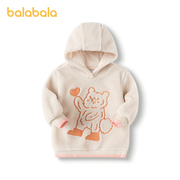 巴拉巴拉女童卫衣秋冬洋气童装，小童宝宝仿羊羔绒，温暖舒适连帽上衣