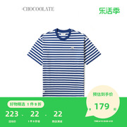 CHOCOOLATE男装短袖重磅T恤2023夏季个性条纹半袖1343XSK