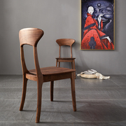北美黑胡桃实木餐椅家用轻奢创意，椅子北欧现代简约原木设计靠背椅