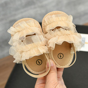 夏季女婴儿凉鞋0-1岁公主鞋宝宝，蕾丝学步鞋3-6-12个月布底婴幼儿8