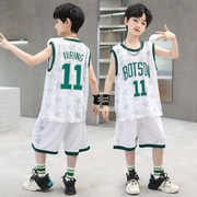 辰辰妈男童夏季篮球服套装24年中大童无袖背心运动速干衣两件