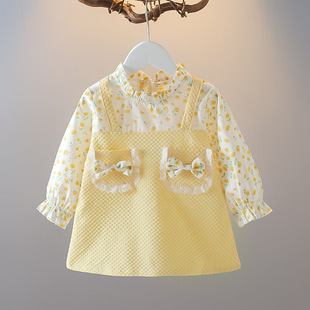 婴儿春装女宝宝裙子1-3岁长袖，上衣2洋气，时髦公主裙女童春季连衣裙