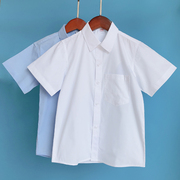 2022夏装男童短袖白衬衫纯棉口袋中大儿童小学生校服蓝色衬衣