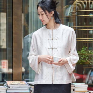 菲伊唐新中式文艺复古改良中国风真丝斜纹绸立领衬衫唐装女士上衣