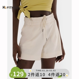 kkfitness白色运动短裤女式高腰，夏季瑜伽裤外穿五分健身裤宽松