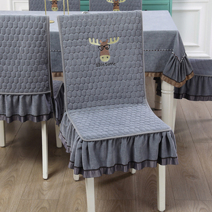 现代简约纯色桌布椅套座椅子，套罩雪尼尔餐桌布艺，椅子垫餐桌椅套罩