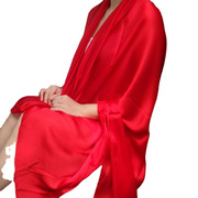 网红长款色围巾女丝绸缎洋气大红百搭夏日防晒白色披肩亚马逊