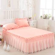 韩版公主床上用品磨毛蕾丝花边被套，床裙粉红磨毛，女童风床单床罩纯