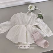 monbebe韩国进口童装蕾丝，蓬蓬裙哈衣连体，衣包屁衣
