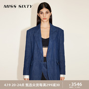 黑金系列Miss Sixty23秋季牛仔西装外套女垫肩通勤气质