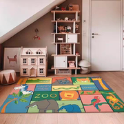 卡通动物儿童房地毯卧室床边毯可爱动漫宝宝地垫彩色色块爬行垫