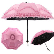 双层蕾丝刺绣公主洋伞防紫外线遮阳伞晴雨两用黑胶太阳伞防晒伞