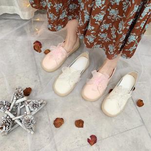 淑女鞋平底适合搭配长裙子穿的鞋子秋季网红仙女森单鞋女2019夏款