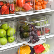 。冰箱带提手透明保鲜盒食品级沥水蔬菜水果收纳盒厨房专用冷冻盒