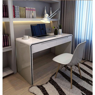 电脑桌现代简约白色钢琴烤漆小户型卧室写字台家用台式办公书桌棹
