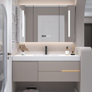2023适用于简约现代浴室柜吊柜大师设计橡木实木卫浴柜定制北欧洗