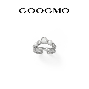 GOOGMO失重系列珍珠开口戒指女手饰礼物小众设计可调节时尚食指戒