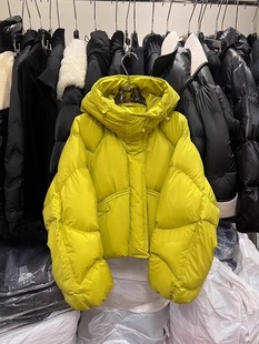 设计感时尚棉衣潮流穿搭高级感加厚宽松黄色泡芙棉服外套冬季