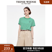 TeenieWeenie小熊奥莱夏季复古简约条纹短袖圆领T恤上衣女