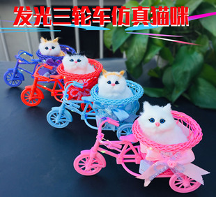 发光三轮车可爱会叫仿真小猫咪儿童毛绒玩具动物，模型生日礼物玩偶