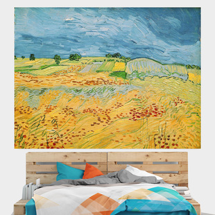 梵高风景背景布乡村(布乡村，)艺术油画星空向日葵挂布房间客栈卧室装饰挂毯