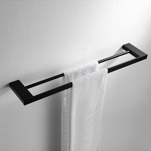 德国欧式黑色304不锈钢，毛巾架毛巾双杆卫生间置物架浴室五金挂件
