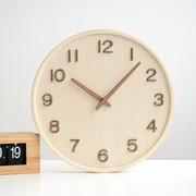 日式新中式挂钟客厅静音钟中国风实木质，时钟简约家用钟表木纹挂表
