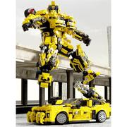 男孩积木大黄蜂可变形汽车，人擎天金刚，机甲机器人儿童益智拼装玩具