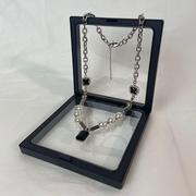 黑宝石珍珠款项链男款拼接轻奢小众设计感高级冷淡风钛钢男潮装饰