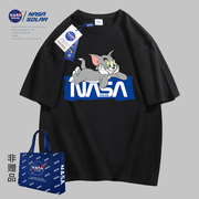 NASA SOLAR联名2024夏季情侣百搭潮牌印花纯棉户外短袖T恤HQG