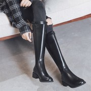 ins网红长筒靴女骑p行靴2023新款高筒靴春秋皮靴不过膝长靴子
