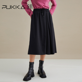蒲PUKKA 半身裙棉质宽松系带针织半裙女秋季商场同款